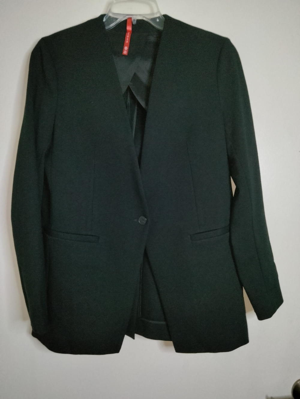 SPANX (Size XS) Classic Black Single-Button Slip Pockets LS Vent Hem Blazer